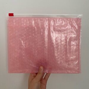 LARGE Glossier Pink Bubble Wrap Pouch with Ziploc Closure